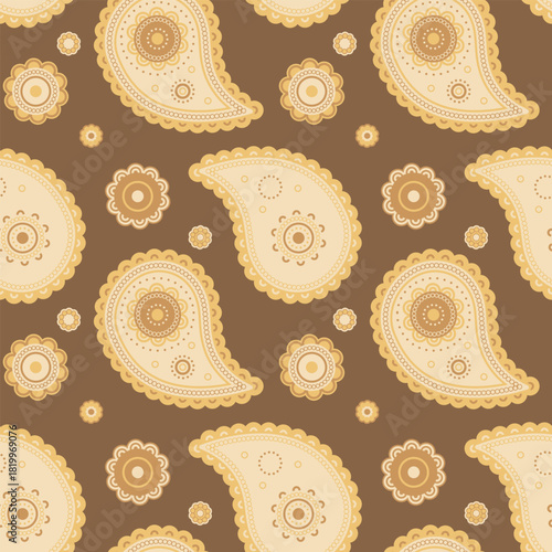 Bohemian paisley on 2025 retro style. Paper repeating and east drawing. Ethnicity effect at western custom.