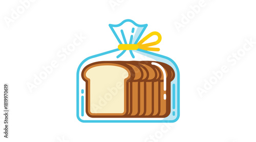 Freshly Sliced Bread Loaf in Clear Plastic Bag with Yellow Tie.