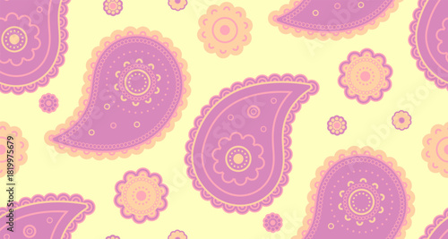 Paisley repeating in rich effortless. Color image decorative and art invitation. Detailed leaf swirling damask.