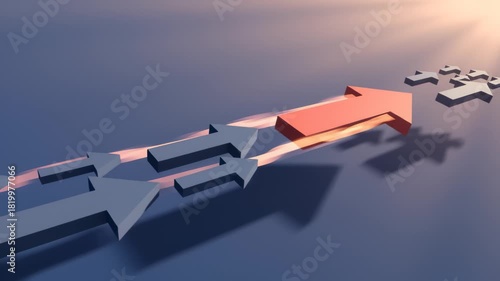 Red Arrow Overtakes Gray Arrows in Race to Success Concept Video