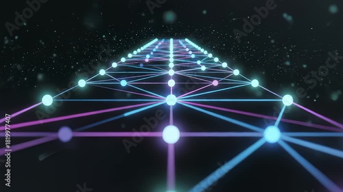 Network Connection Nodes Connecting in Digital Cyber Space Style