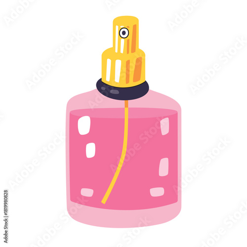 Pink perfume spray bottle flat illustration isolated vector
