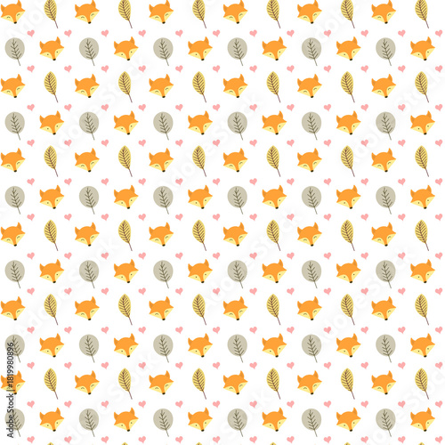 Seamless pattern with cute foxes, illustration background