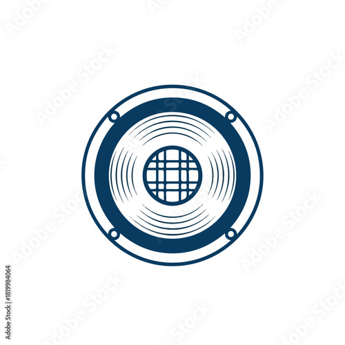 Blue audio speaker icon vector graphic illustration.