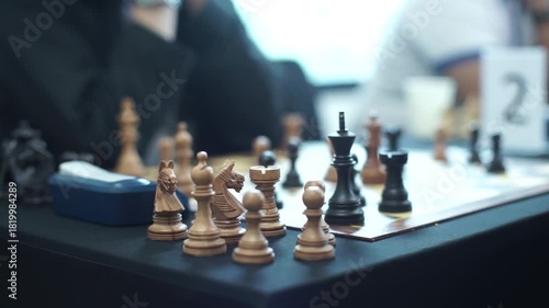 close up of hands playing chess. Chess game