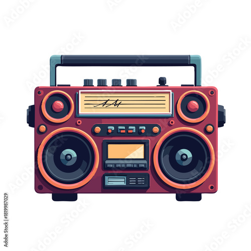 boombox with cassette tape player inside.
