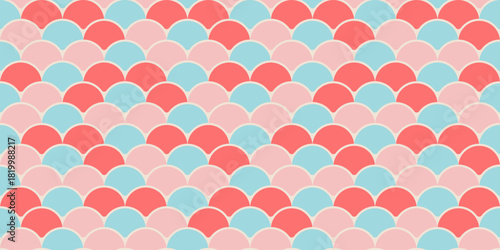 Seamless pastel fish scale pattern.  Perfect for feminine branding, website backgrounds, textile design, or playful packaging.  This cheerful, repeating design evokes feelings of happiness and summer.