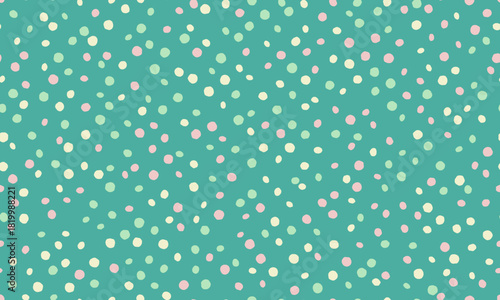 Delightful pastel dots scattered on a teal background.