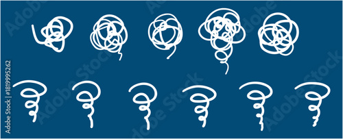 モヤモヤした感情のアイコンのベクターイラスト。線画、ぐるぐる、困る