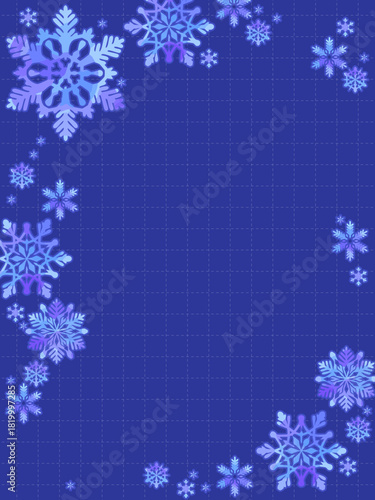 シンプルで美しい雪の結晶の素材、フレーム型装飾イラスト