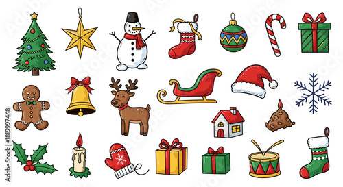 Collection of christmas icons and symbols