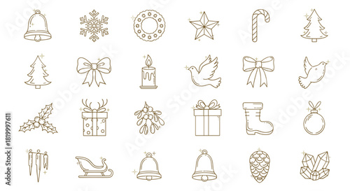 Collection of handdrawn christmas icons