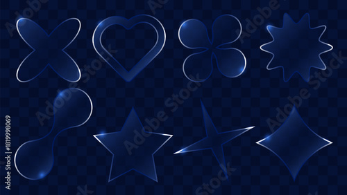 Glassmorphism Design Transparent Glass UI Trend. Element showcasing clarity shiny effect and blur Ideal for web design marketing and digital interfaces. Vector illustration.