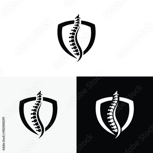 spine shield logo vector icon illustration