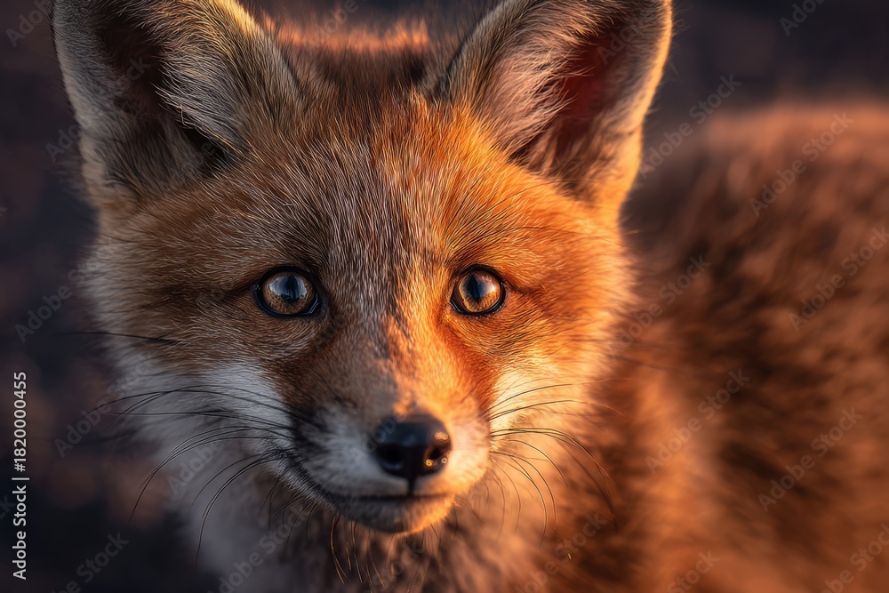 Obraz premium Fox cub close-up with shiny eyes and a sly little smile.
