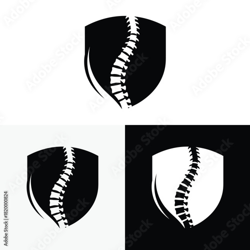 spine shield logo vector icon illustration