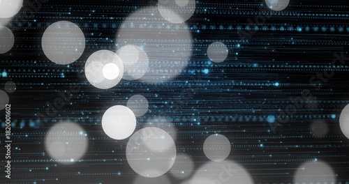 Εκτύπωση καμβά Glowing soft pale bokeh circles drifting across dark digital display with dotted