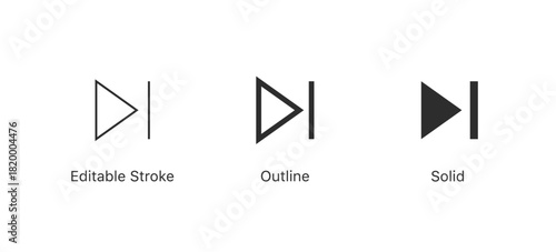 Skip Forward/Next Track icon , Media next button icons in editable stroke, outline, and solid styles, perfect for players, controls, and modern UI interactions.