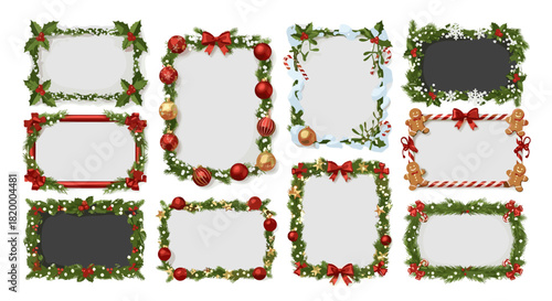 Collection of eight festive christmas and new year borders and frames