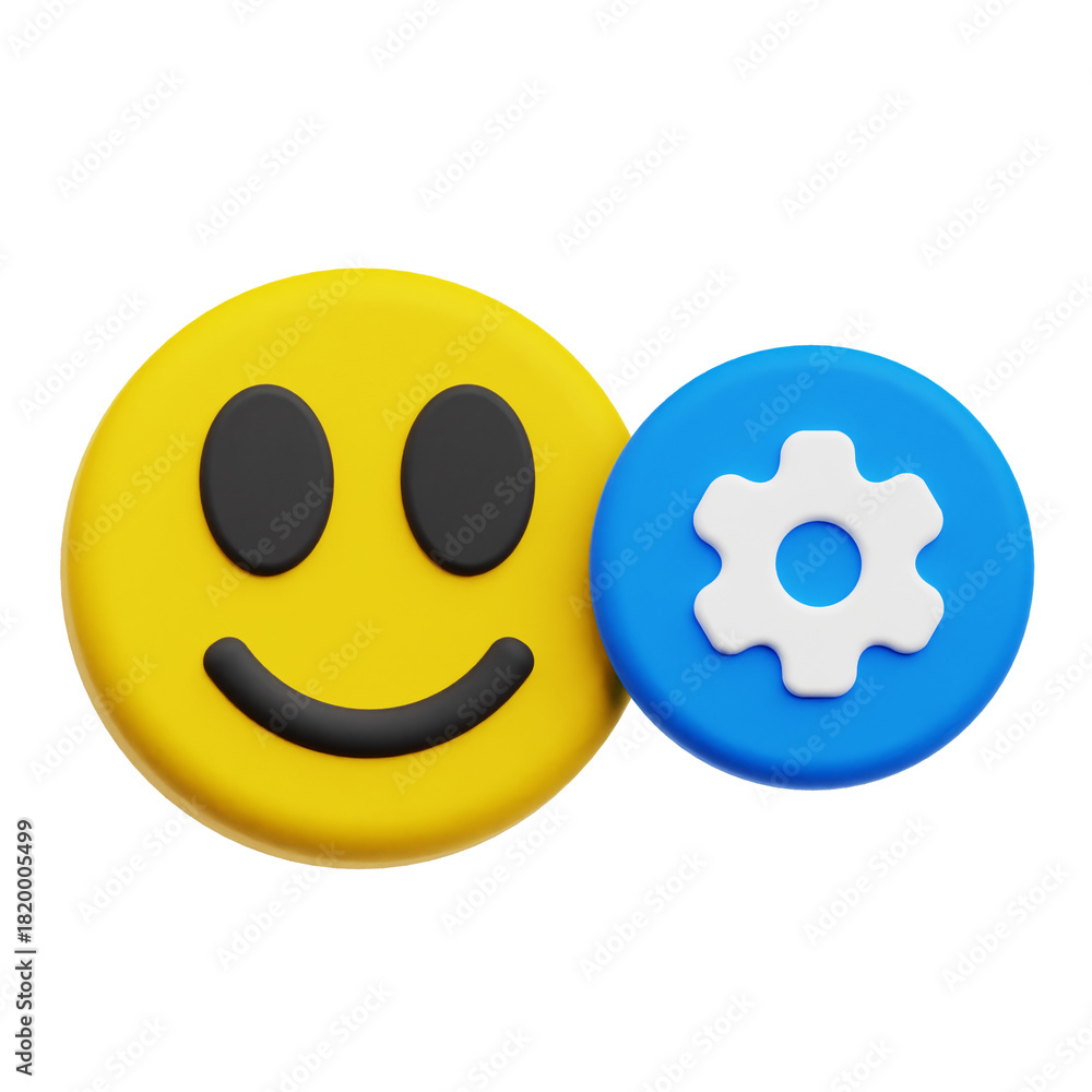 Fototapeta premium Setting Happy Emoji 3D Icon Isolated On The Transparent Background