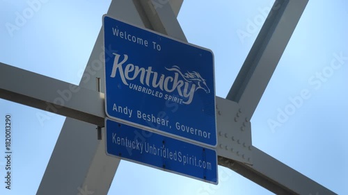 State Kentucky Welcome sign in blue