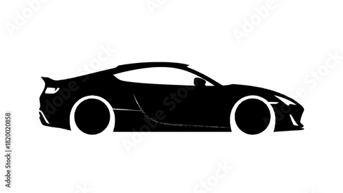 Vector illustration of silhouette side view of a modern sports coupe car isolated on transparent background