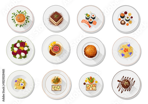 Exquisite Culinary Creations A Top-Down View of Delectable Dishes