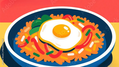 Fresh fried egg on a white plate is a healthy breakfast meal