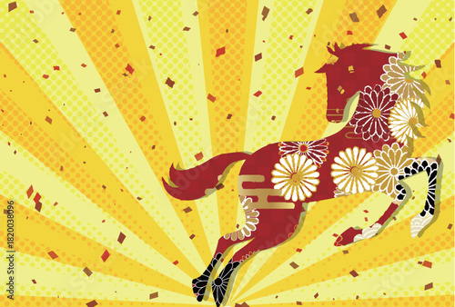 午　年賀状　干支　背景