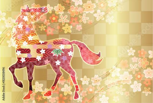 午　年賀状　干支　背景