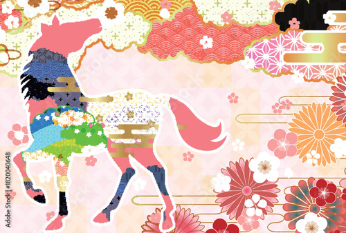 午　年賀状　干支　背景