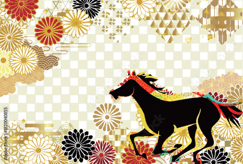 午　年賀状　干支　背景