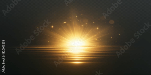 Bright sun rays bursting through blue sky clouds at sunriseBright sun rays bursting through blue sky clouds at sunrise