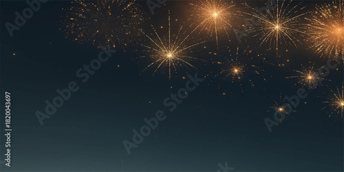 Starry night sky celebration with bright blue fireworks light for New Year holiday design