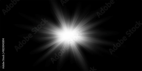 Abstract explosion of light with blue and dark star flash rays for a dynamic space background design