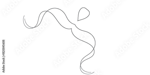 Abstract Line Art Of A Dancing Figure In Fluid Curves And Motion.