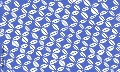Illustration of a repeating geometric pattern in blue. The repeating oval pattern resembles a batik design.