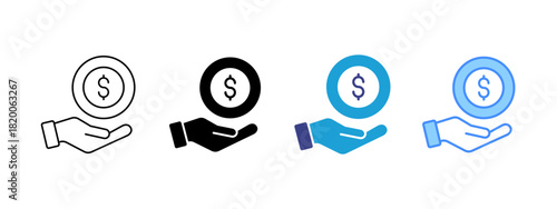 Financial  icon set multiple style collection