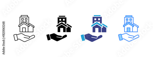 Real Estate icon set multiple style collection