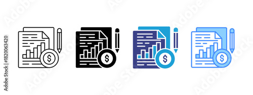 Financial Statement  icon set multiple style collection