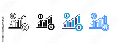 Stock Market icon set multiple style collection
