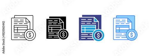 Invoice icon set multiple style collection