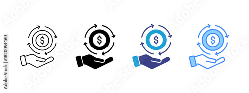 Return On Investment icon set multiple style collection