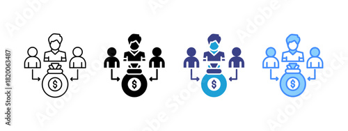 Crowdfunding icon set multiple style collection