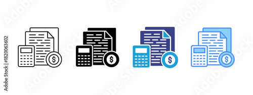 Accounting icon set multiple style collection