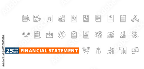 financial statement outline  icon set