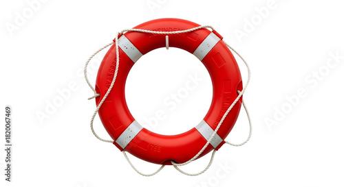 Red and white life preserver isolated on transparent background