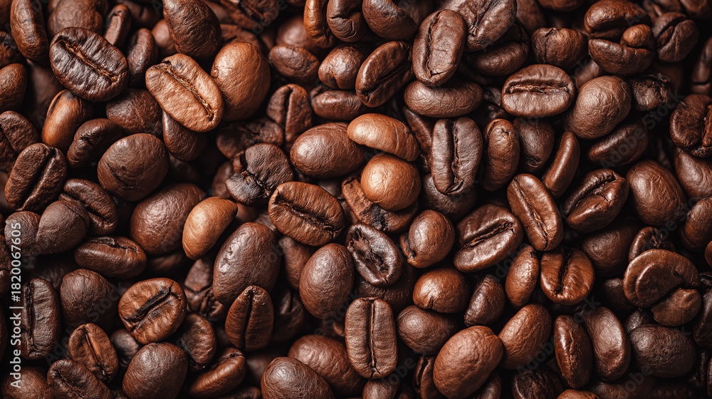 Fototapeta premium Close-up of roasted coffee beans background