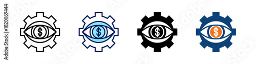 Money Surveillance All In One Icon Multi Styles Vector Set