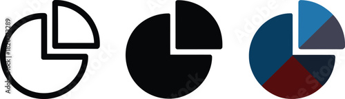 Diverse pie chart icons representing data visualization and statistical analysis